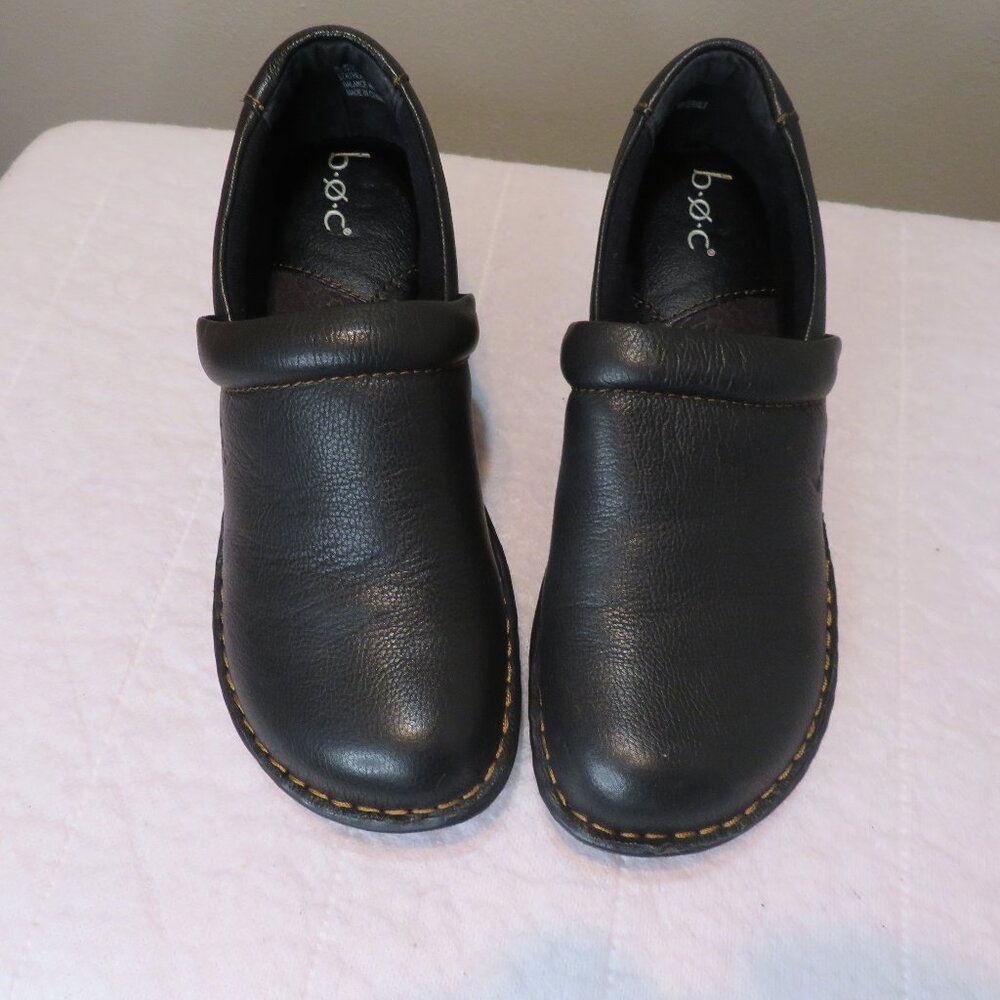 Black Leather Slip On Comfort Clog